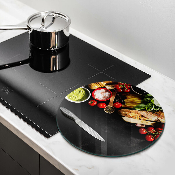 Glas Herdabdeckplatte Italienische Zutaten und Gewürze