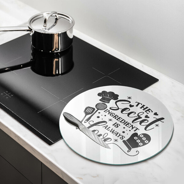 Glas Herdabdeckplatte Inschrift Satz