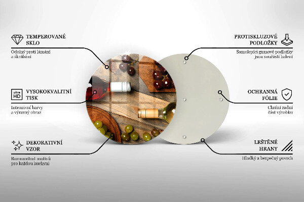 Glas Herdabdeckplatte Weinflaschen und Trauben