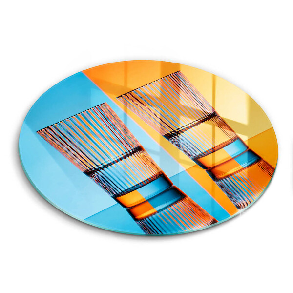 Glas Herdabdeckplatte Zwei Gläser Wasser