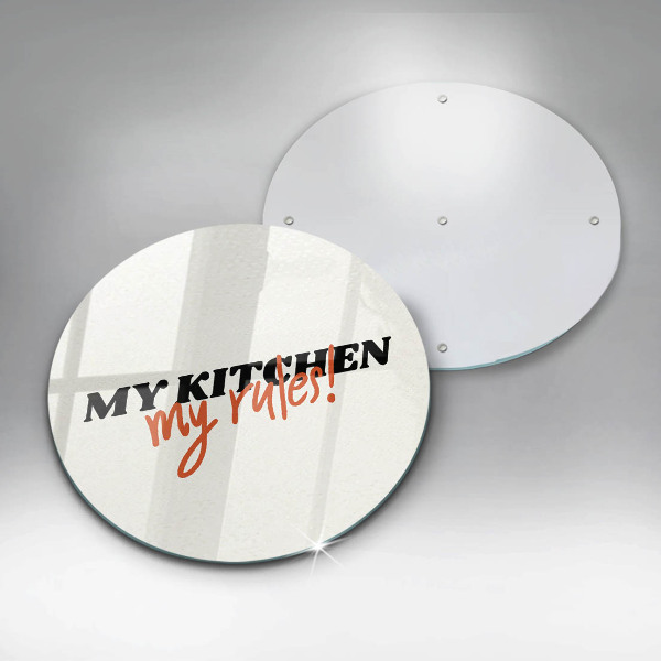 Glas Herdabdeckplatte My kitchen my rules