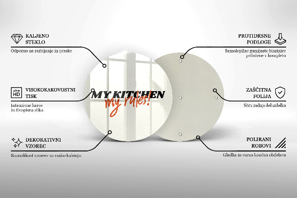 Glas Herdabdeckplatte My kitchen my rules