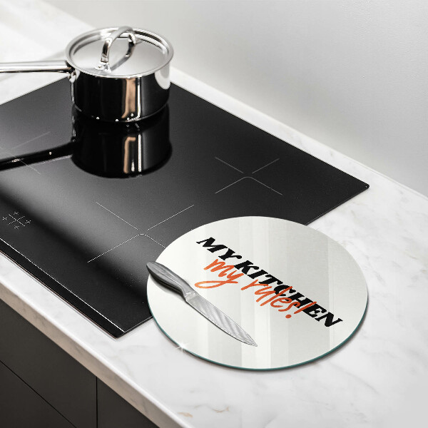 Glas Herdabdeckplatte My kitchen my rules