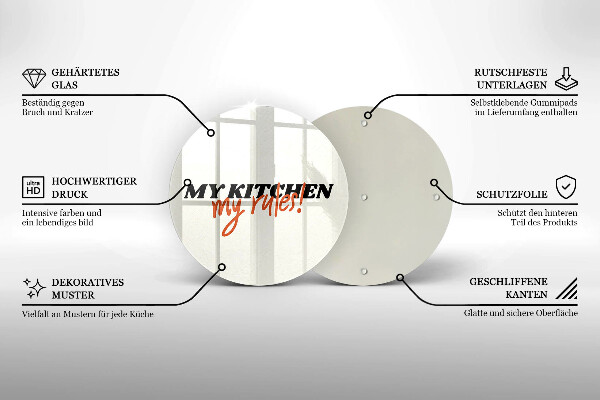 Glas Herdabdeckplatte My kitchen my rules