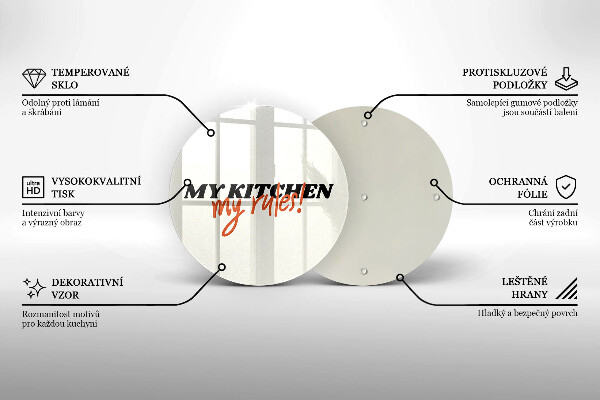 Glas Herdabdeckplatte My kitchen my rules