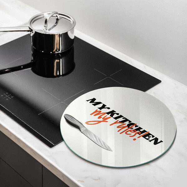 Glas Herdabdeckplatte My kitchen my rules