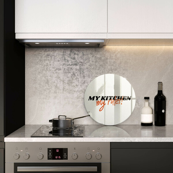 Glas Herdabdeckplatte My kitchen my rules