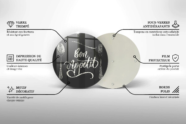 Glas Herdabdeckplatte Inschrift Bon Appetit