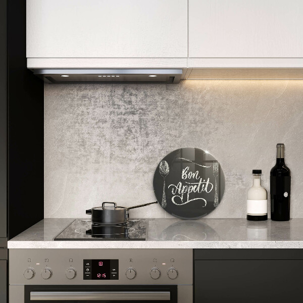 Glas Herdabdeckplatte Inschrift Bon Appetit
