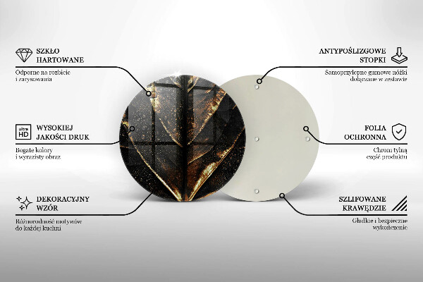 Glas Herdabdeckplatte Gold Blatt