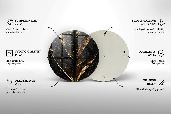 Glas Herdabdeckplatte Gold Blatt