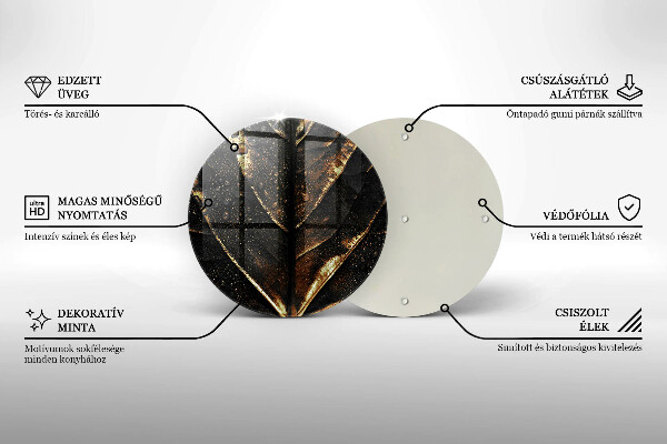 Glas Herdabdeckplatte Gold Blatt