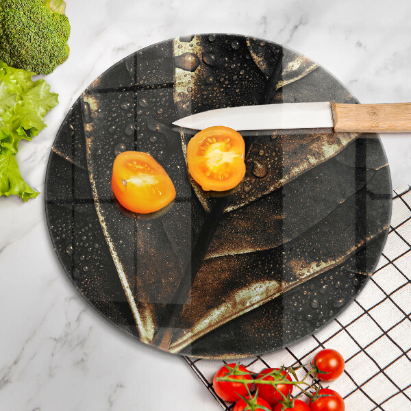 Glas Herdabdeckplatte Gold Blatt