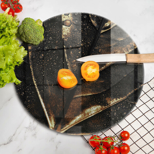 Glas Herdabdeckplatte Gold Blatt