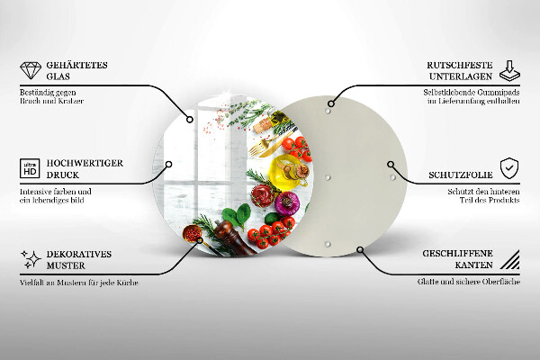 Glas Herdabdeckplatte Gemüse und Gewürze