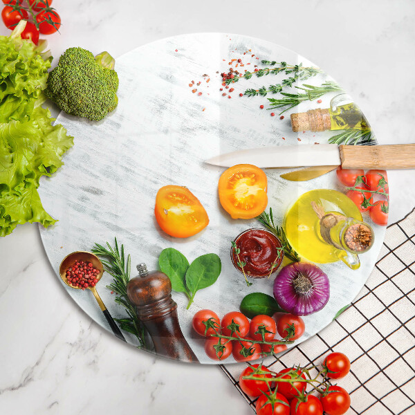 Glas Herdabdeckplatte Gemüse und Gewürze