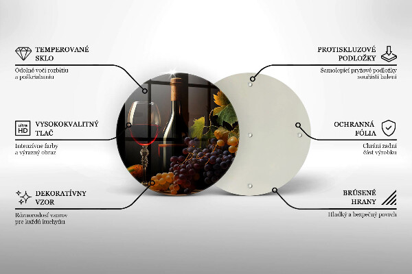 Glas Herdabdeckplatte Glas Wein und Trauben