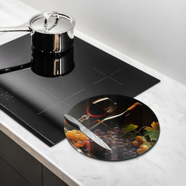 Glas Herdabdeckplatte Glas Wein und Trauben