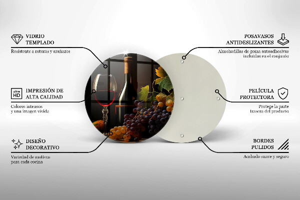 Glas Herdabdeckplatte Glas Wein und Trauben