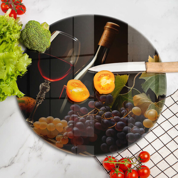 Glas Herdabdeckplatte Glas Wein und Trauben