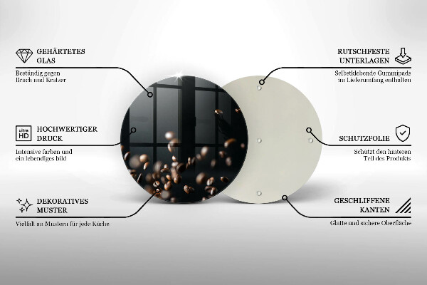 Glas Ceranfeldabdeckung Spritzschutz Fallende Kaffeebohnen