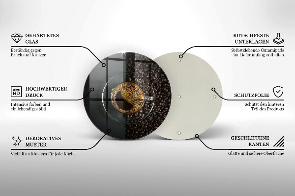 Glas Herdabdeckplatte Kaffee und Bohnen