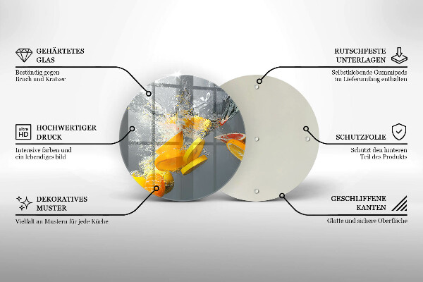 Glas Herdabdeckplatte Zitronen im Wasser