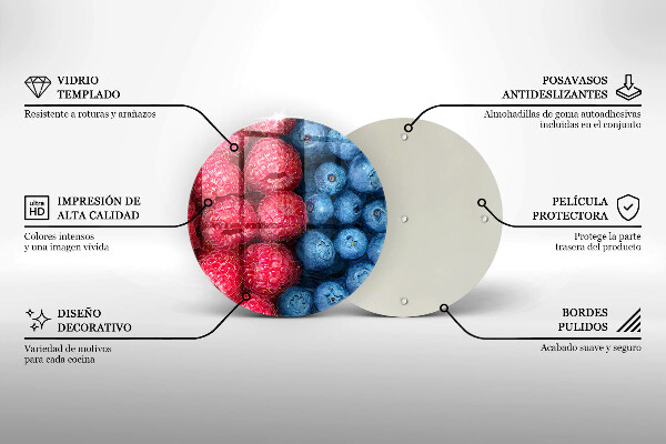 Glas Herdabdeckplatte Himbeer- und Blaubeerfrüchte