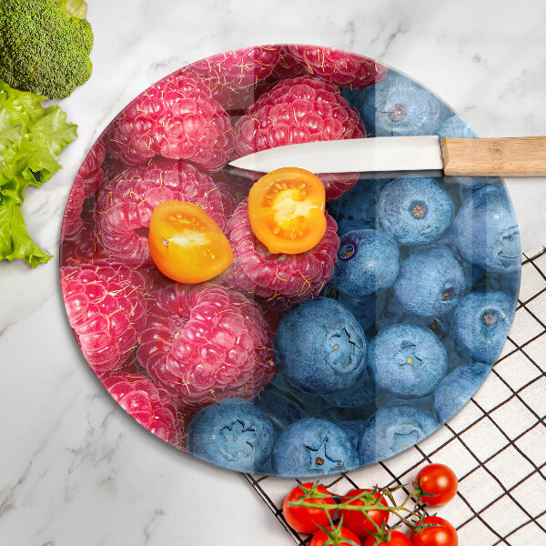 Glas Herdabdeckplatte Himbeer- und Blaubeerfrüchte