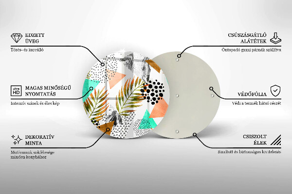 Glas Ceranfeldabdeckung Spritzschutz Boho-Blättermuster