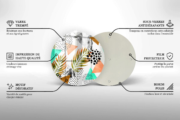 Glas Ceranfeldabdeckung Spritzschutz Boho-Blättermuster