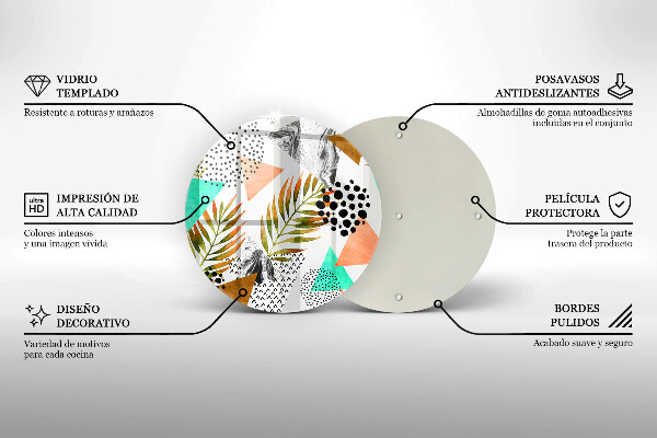 Glas Ceranfeldabdeckung Spritzschutz Boho-Blättermuster