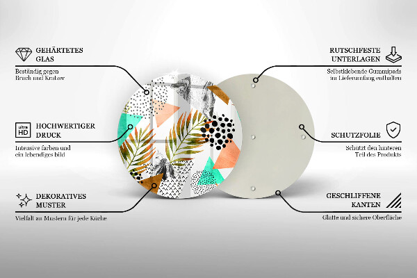 Glas Ceranfeldabdeckung Spritzschutz Boho-Blättermuster