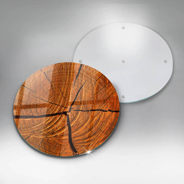 Glas Herdabdeckplatte Holzstammstruktur
