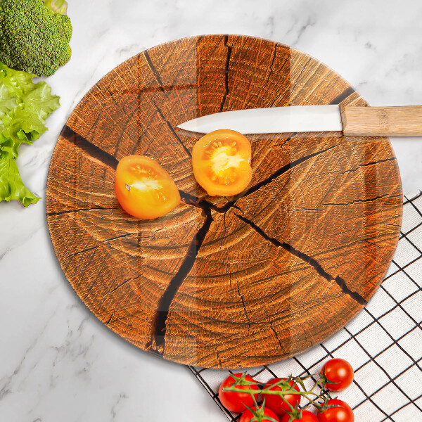 Glas Herdabdeckplatte Holzstammstruktur