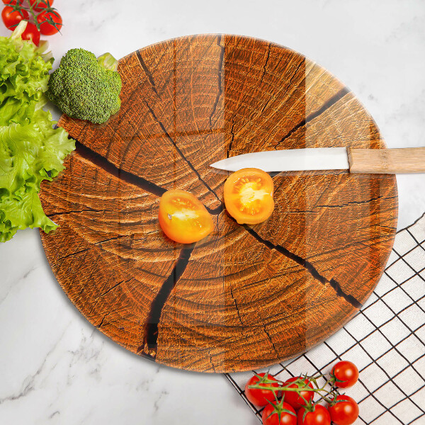 Glas Herdabdeckplatte Holzstammstruktur