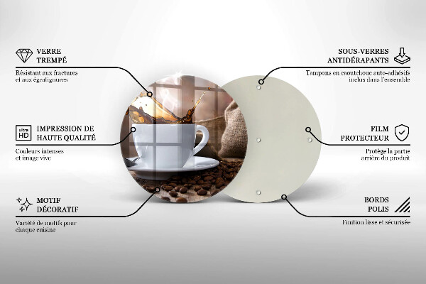 Glas Herdabdeckplatte Tasse und Kaffeebohnen