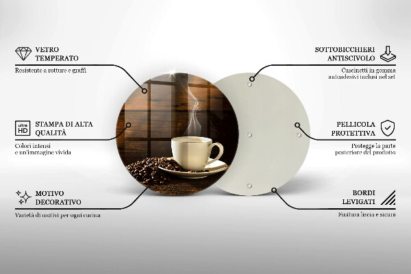 Glas Herdabdeckplatte Kaffeetasse aus Holz