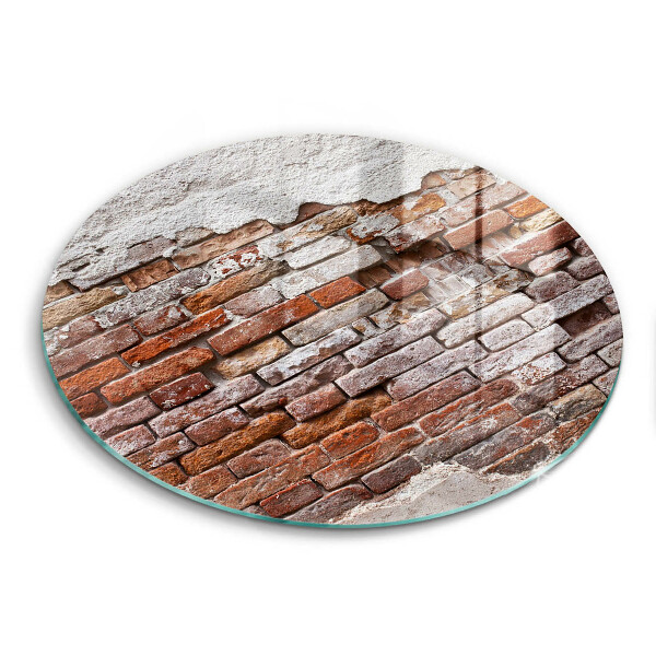 Glas Herdabdeckplatte Alte Ziegel- und Betonmauer