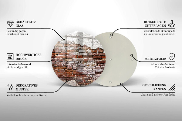 Glas Herdabdeckplatte Alte Ziegel- und Betonmauer