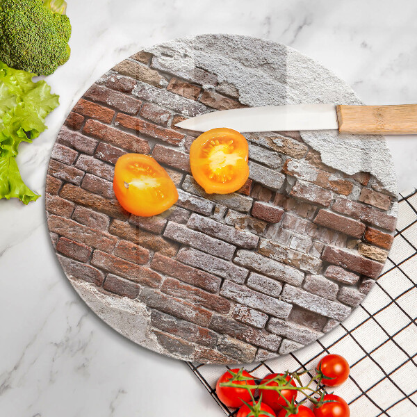 Glas Herdabdeckplatte Alte Ziegel- und Betonmauer