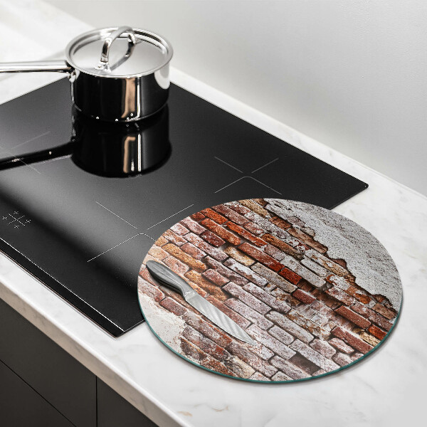 Glas Herdabdeckplatte Alte Ziegel- und Betonmauer