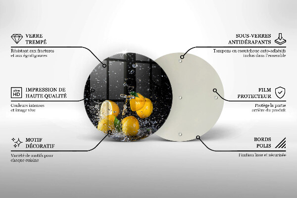 Glas Herdabdeckplatte Saftige Zitronenfrucht
