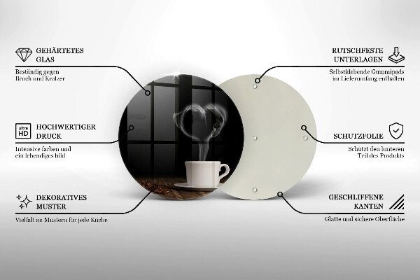 Glas Herdabdeckplatte Kaffeetasse-Herz