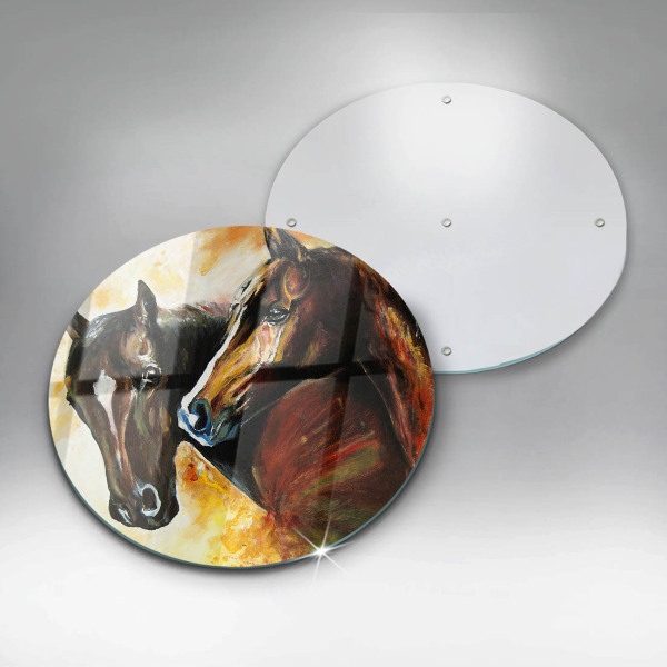 Glas Herdabdeckplatte Tiere Pferde