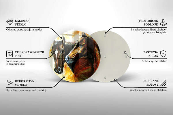 Glas Herdabdeckplatte Tiere Pferde