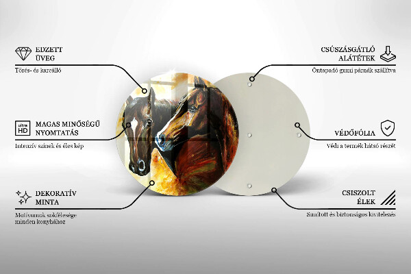 Glas Herdabdeckplatte Tiere Pferde