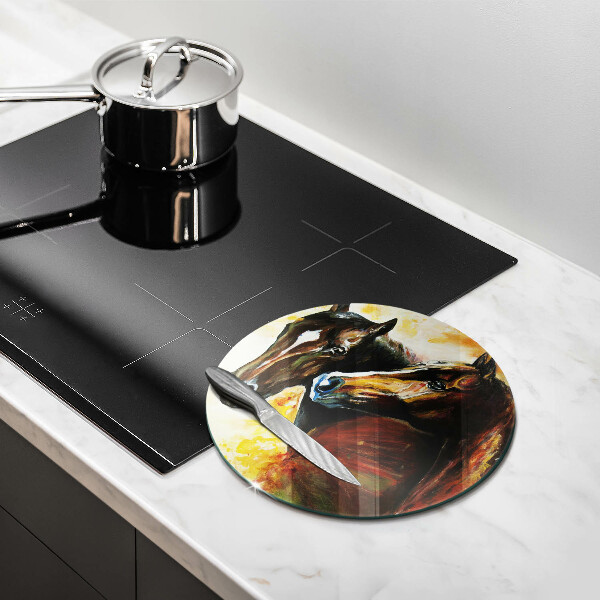 Glas Herdabdeckplatte Tiere Pferde