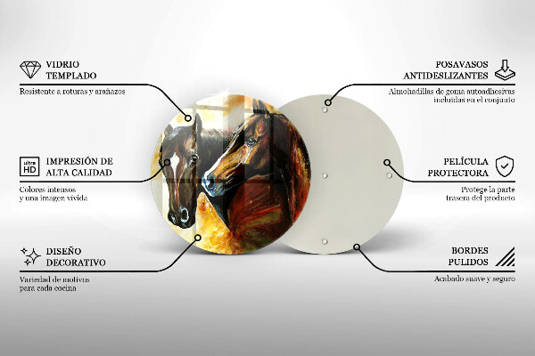 Glas Herdabdeckplatte Tiere Pferde