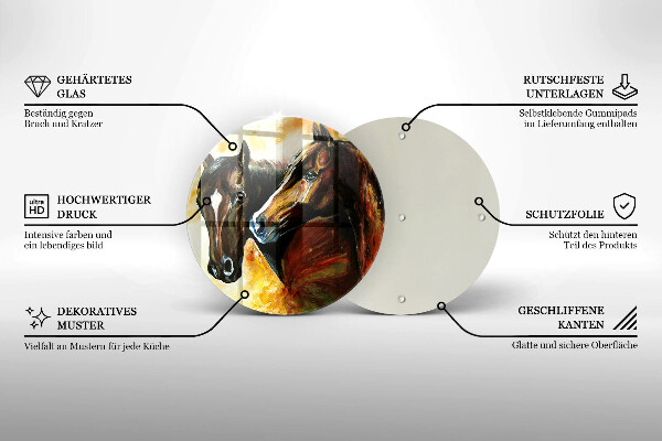 Glas Herdabdeckplatte Tiere Pferde
